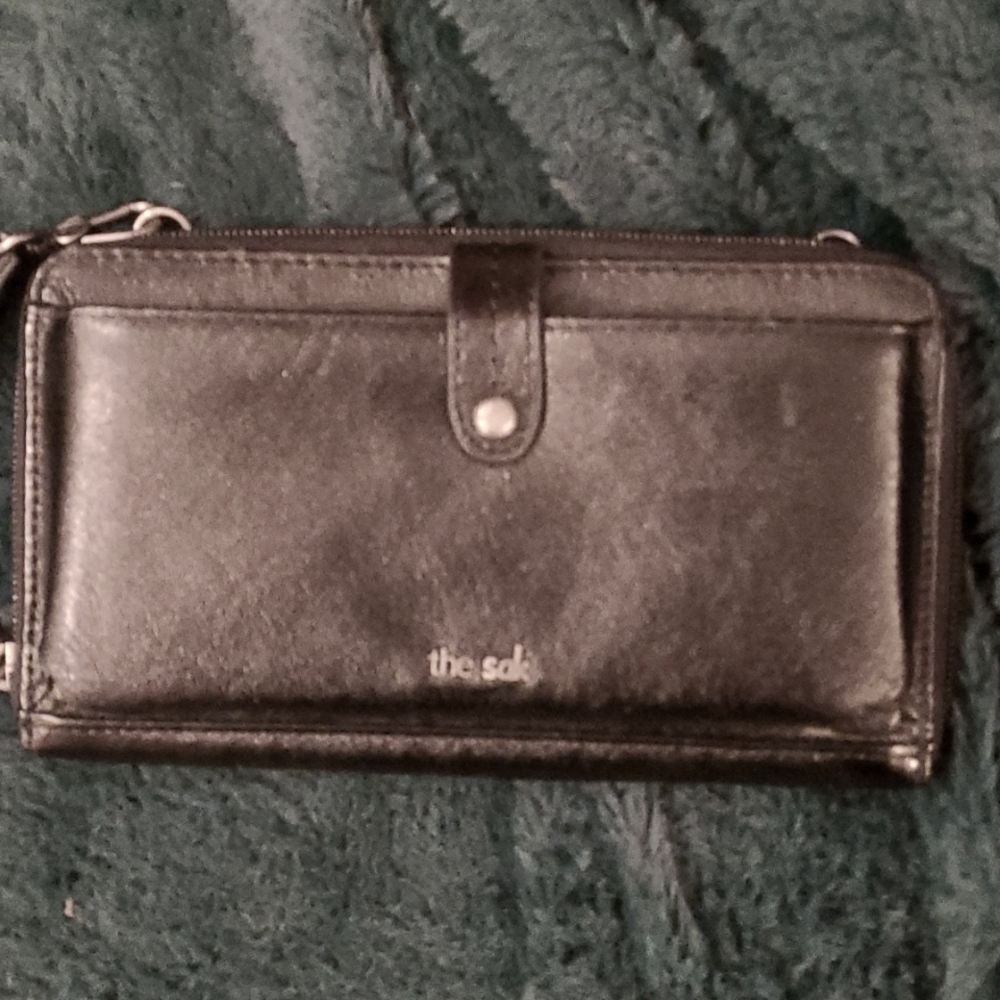 New Black the Sak Leather Wristlet Wallet Purse